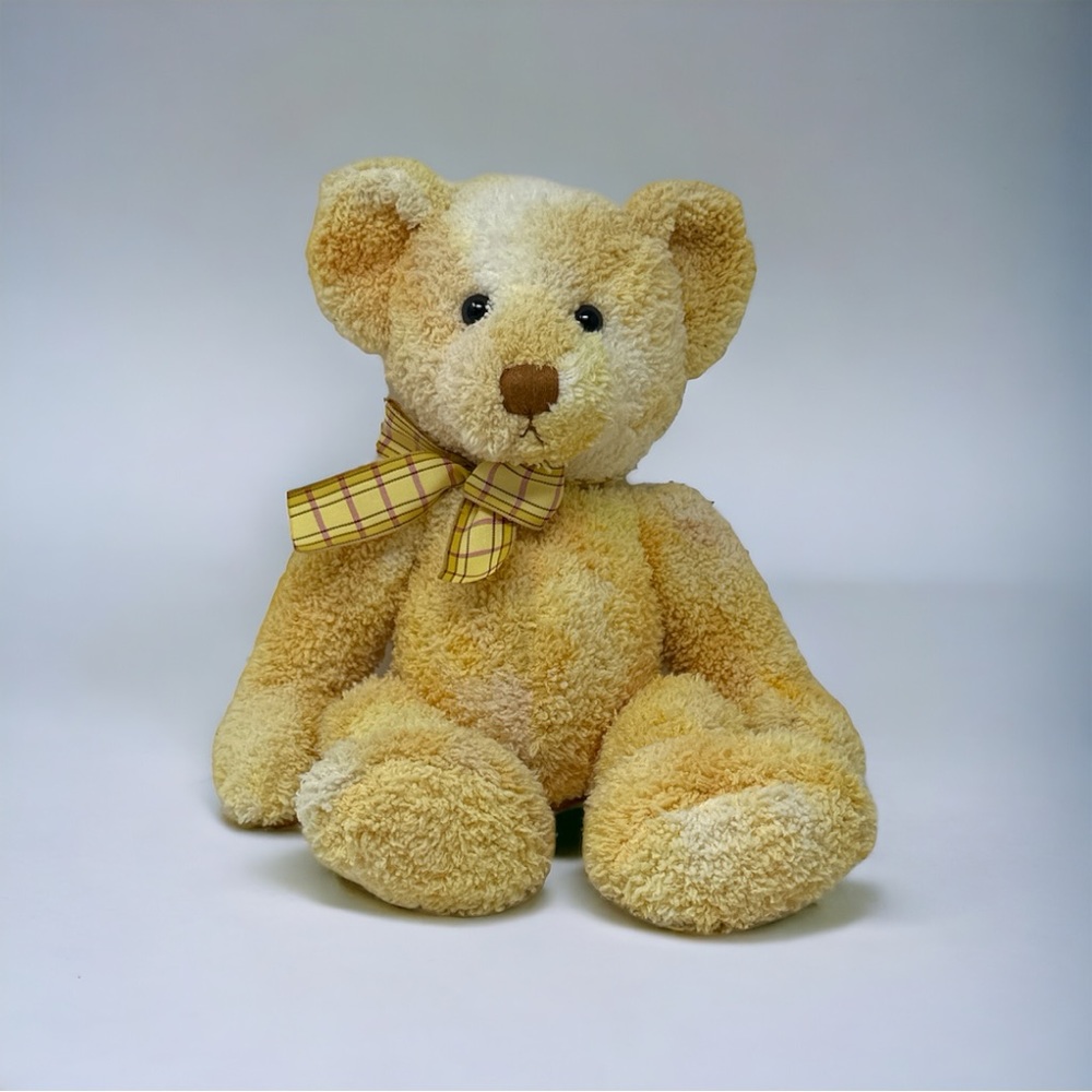 Russ Berrie 13” FRAZER Retired Bear Plush Stuffed Animal Yellow Gold Cream